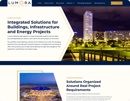 Lumora Global engineering services page design
