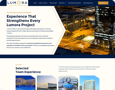 Lumora Global company profile layout presenting its capabilities