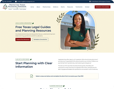 Trewick Law Firm legal resources page design